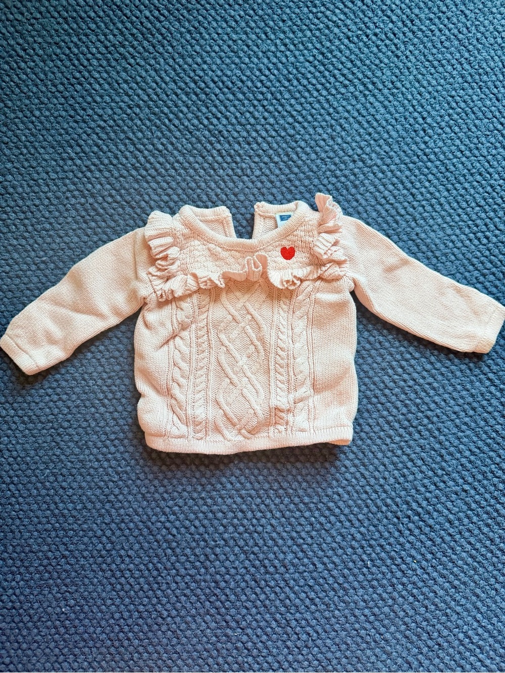 Janie and Jack Pink Ruffle Cable-Knit Sweater